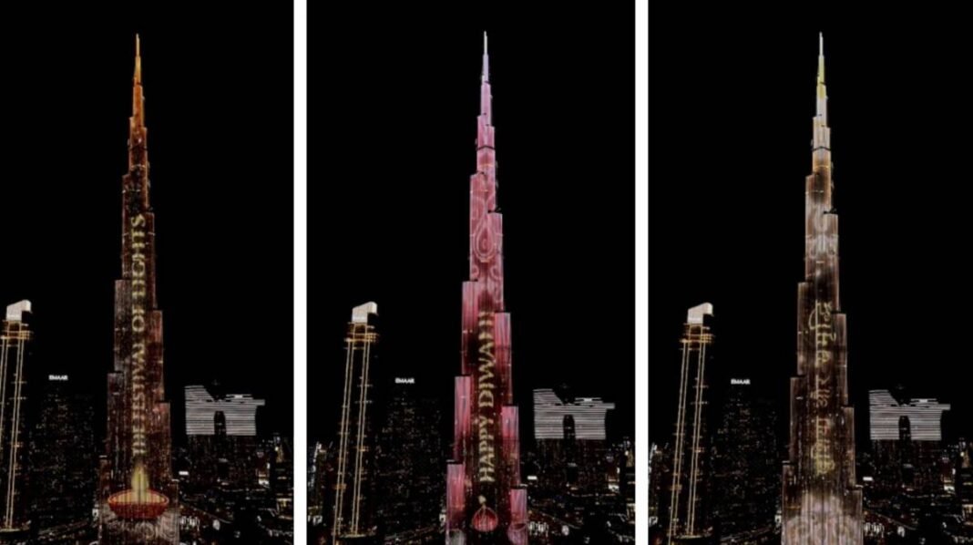 Festival of Lights: Burj Khalifa Glows with Diwali Greetings in Dubai
